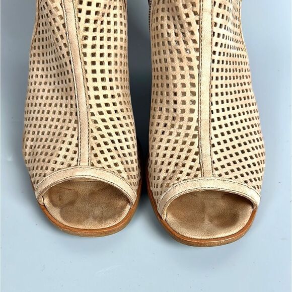 PAUL GREEN Tianna Suede Beige Open Toe Chunky Heeled Ankle Sandal Bootie US 7,5 - Picture 7 of 15